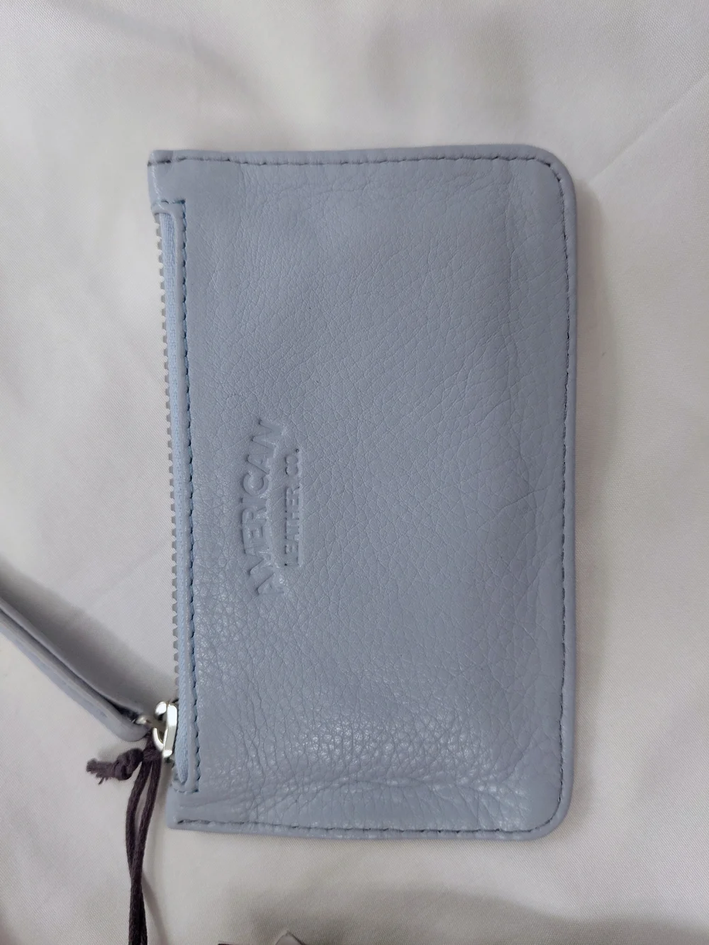 American Leather Co. Light Blue Zip Phone Wristlet Wallet NWT